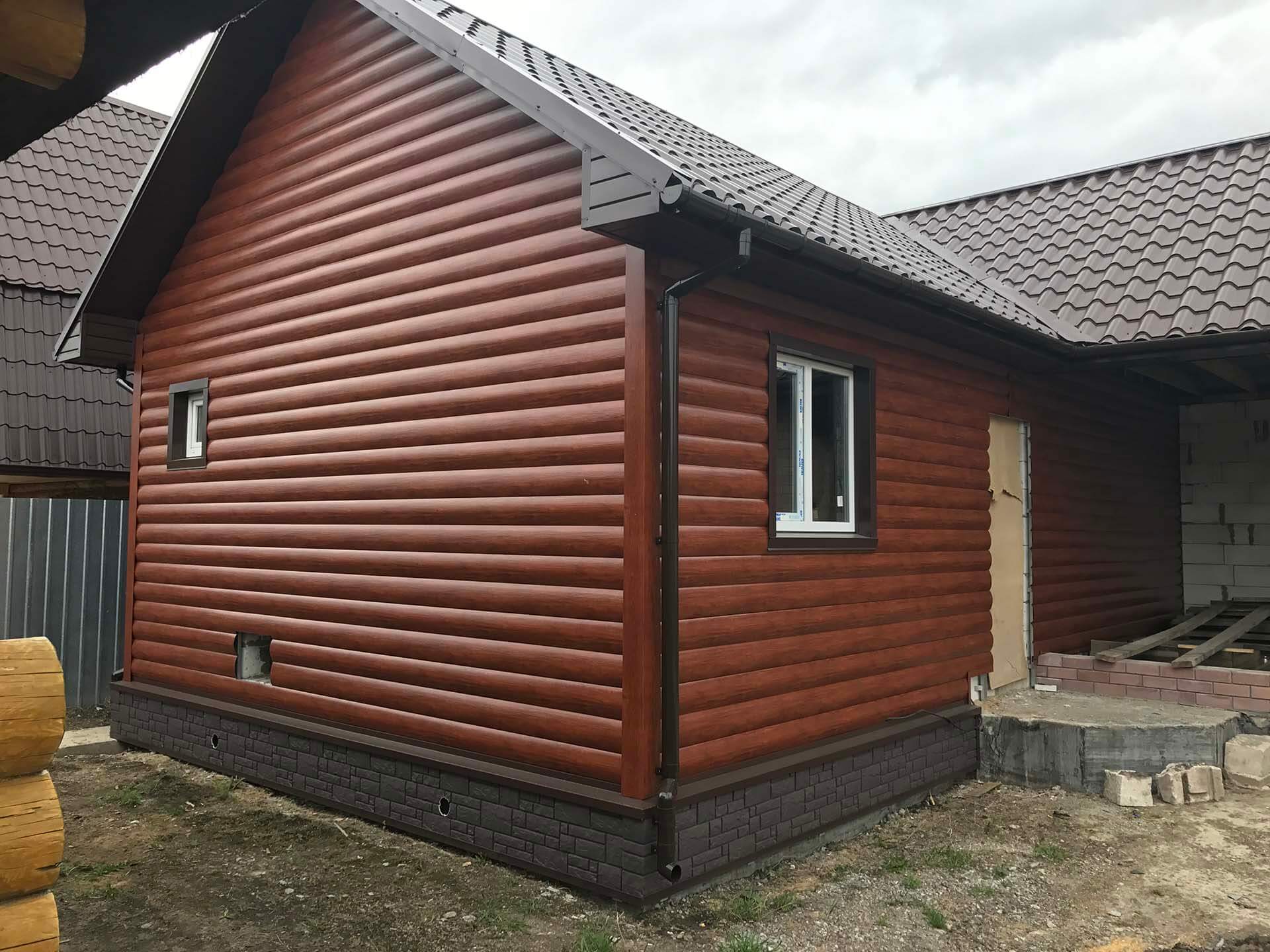 Фасад из металлического сайдинга Блокхаус, фото 5